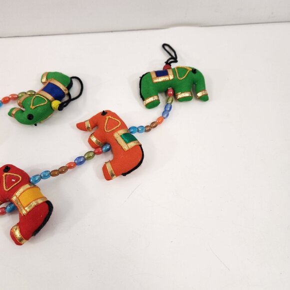 Fabric Elephant Garland Lot of 3 Bells Colorful Bright Chimes Indian Decoration - Picture 5 of 9